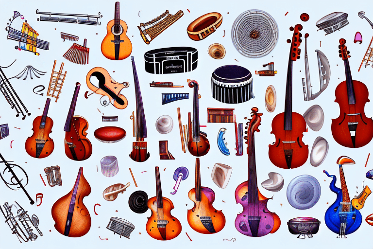 A variety of different musical instruments from around the world