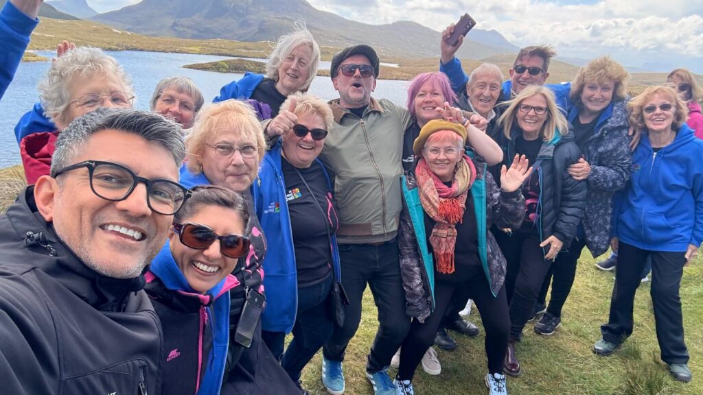 TPSC Halesowen at Scottish Highlands Tour Halesowen choir members smiling on the Scottish Highlands tour