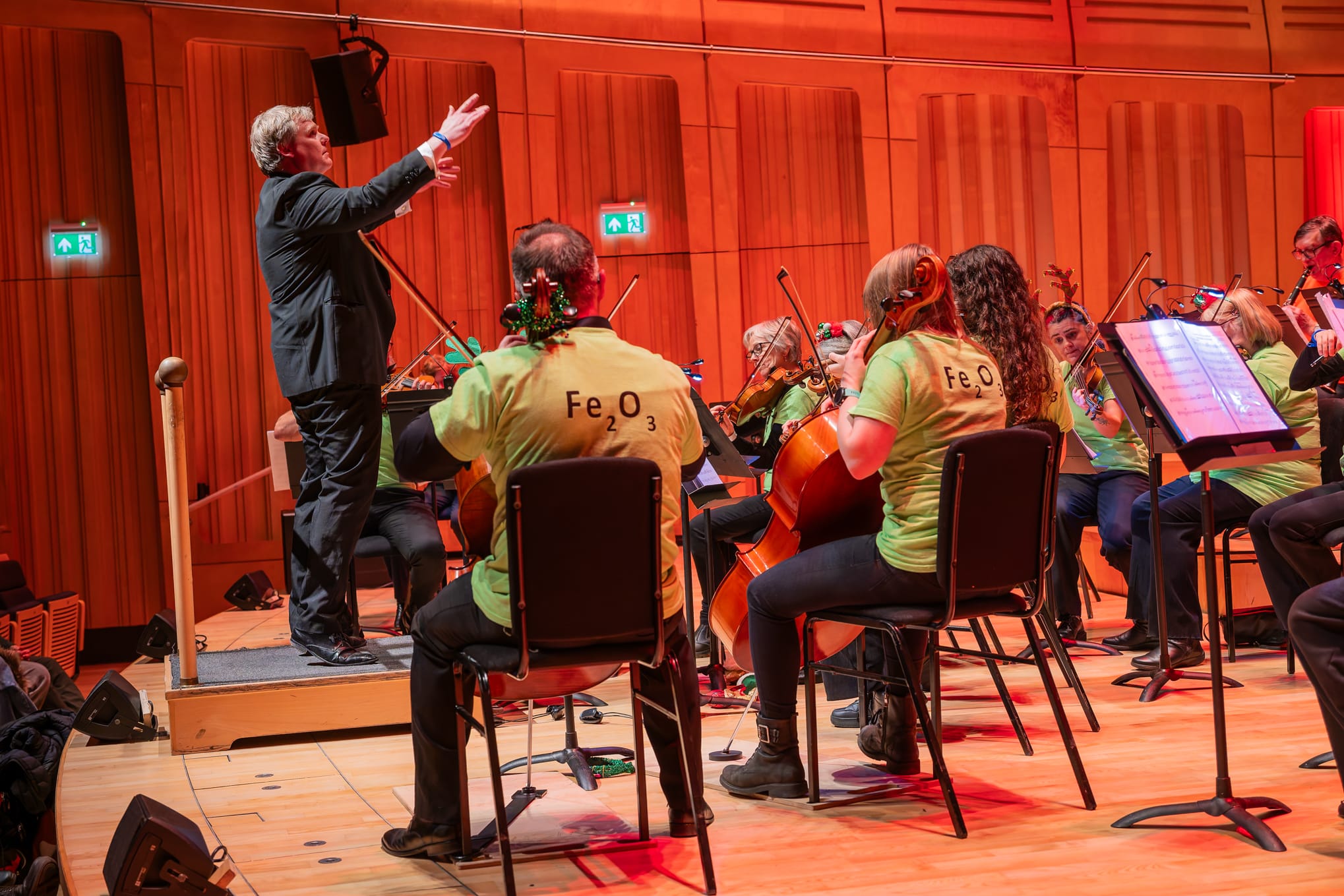 Conductor directing The Rusty's Players Orchestra Carmarthen