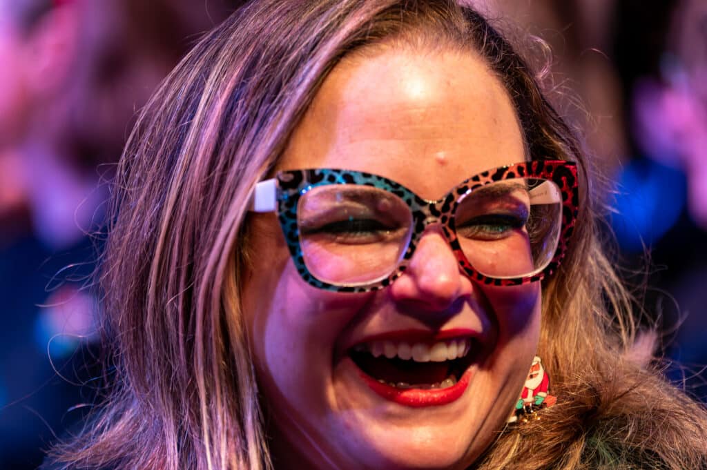 TPO xmas BTH-320 A smiling singer at a Christmas concert at Birmingham Town Hall
