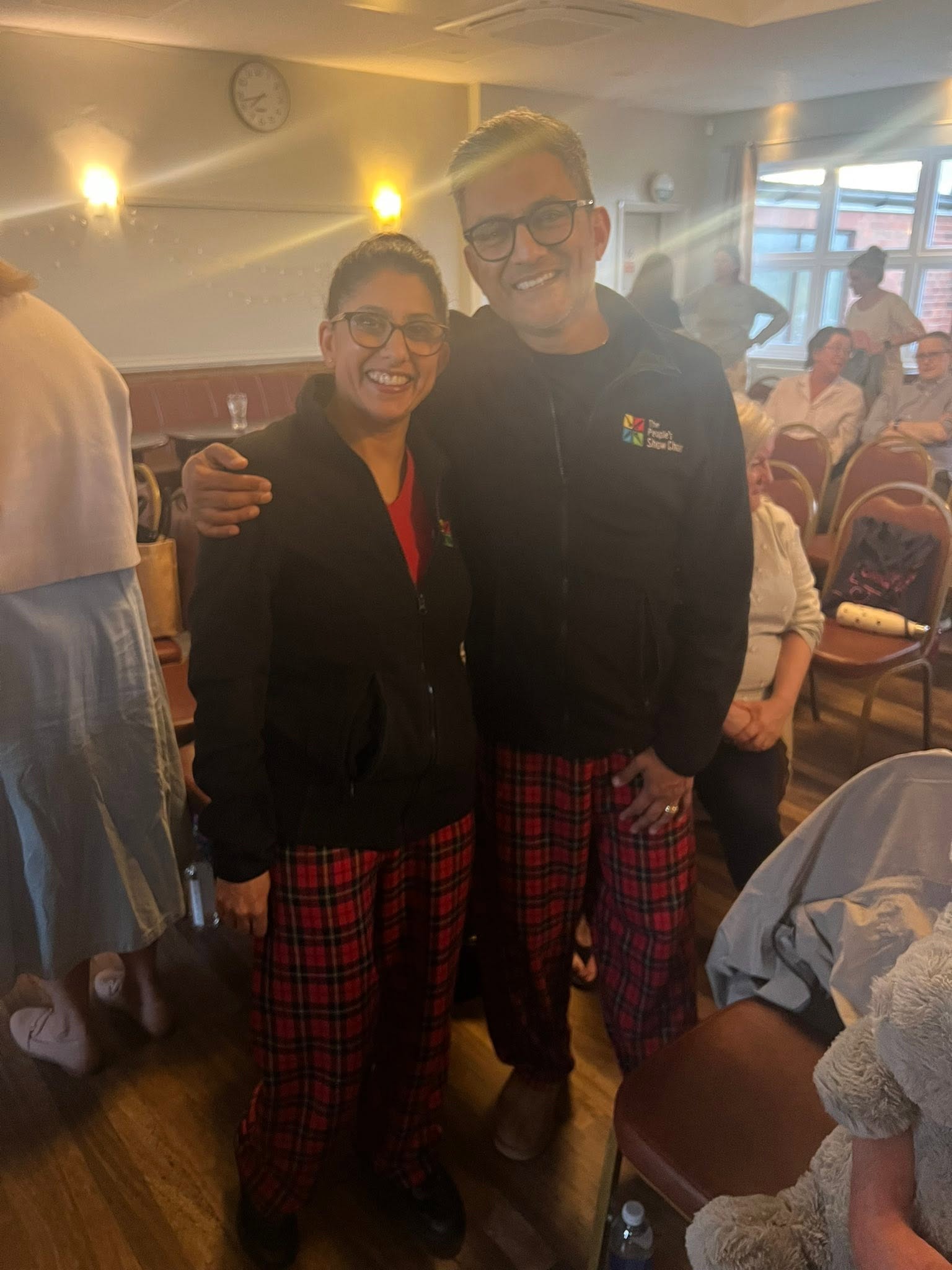Halesowen singers in their pyjama bottoms.